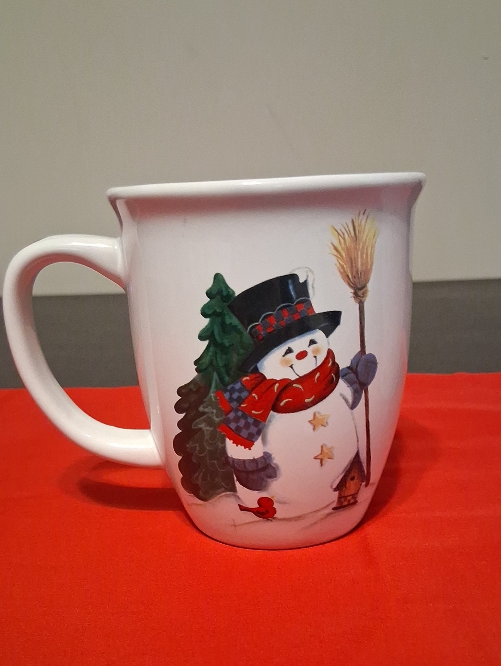 White Snowman Holiday Ceramic Mug — Snowflakes Are Kisses From Heaven Mug - Picture 2 of 13